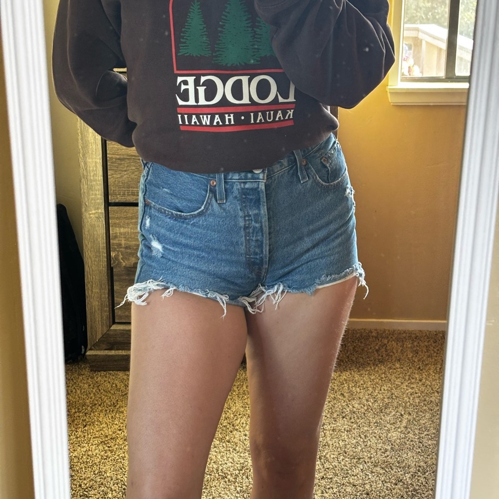 Levis High-Rise Denim Cutoff Shorts